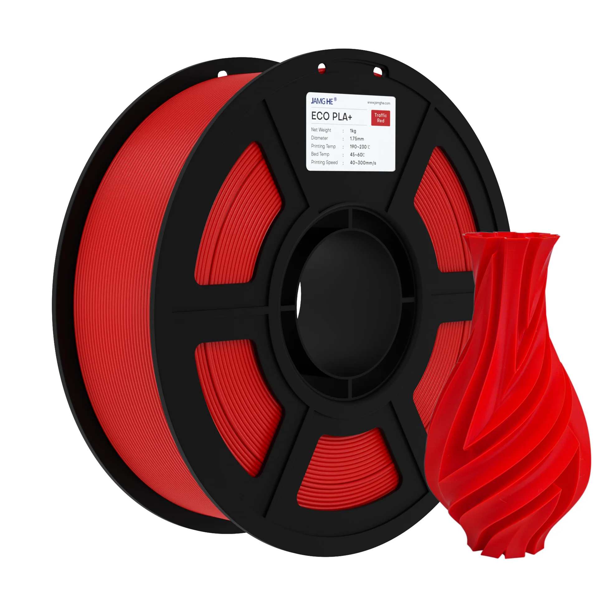 JAMG HE Eco-PLA+ Red Filament 1.75mm, 1 Kg
