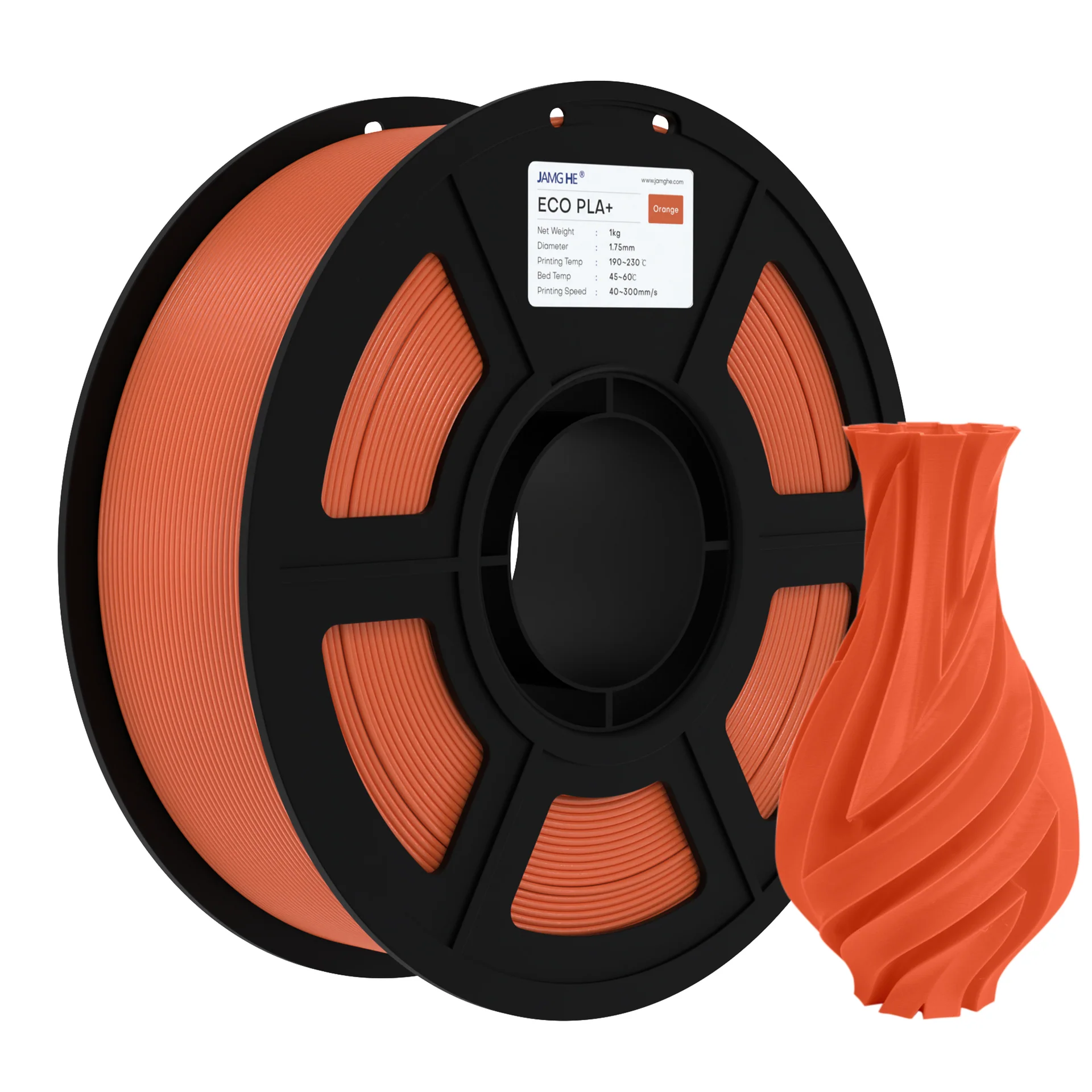 JAMG HE Eco-PLA+ Orange Filament 1.75mm, 1 Kg