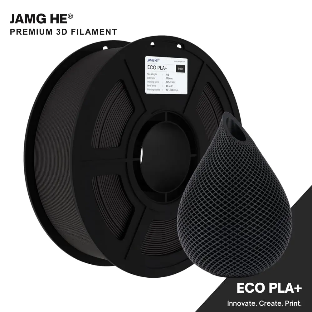 JAMG HE Eco-PLA+ black Filament 1.75mm, 1 Kg