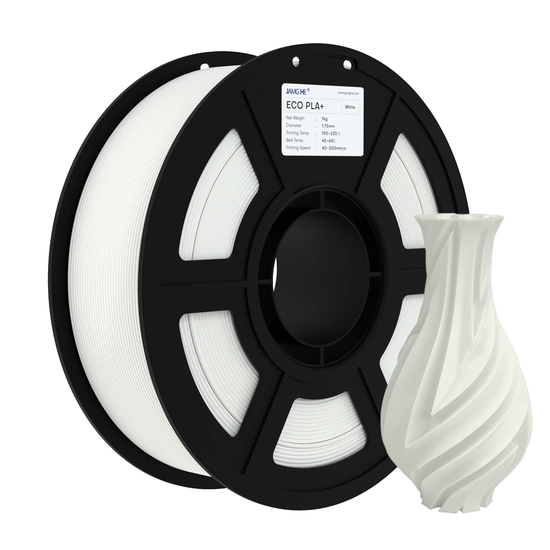 JAMG HE Eco-PLA+ White Filament 1.75mm, 1 Kg