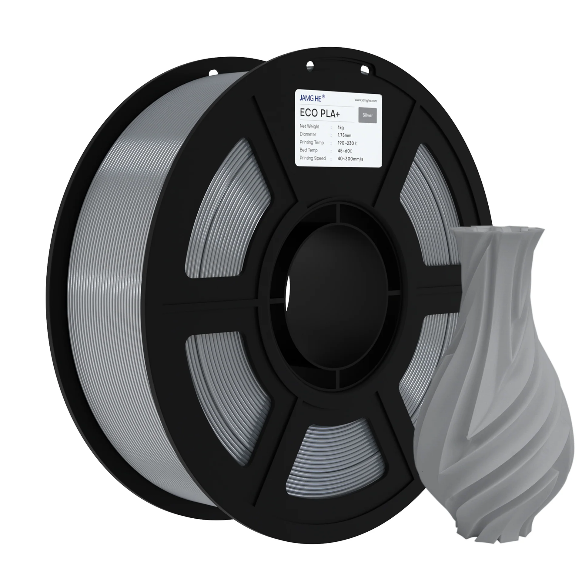 JAMG HE Eco-PLA+ Grey Filament 1.75mm, 1 Kg
