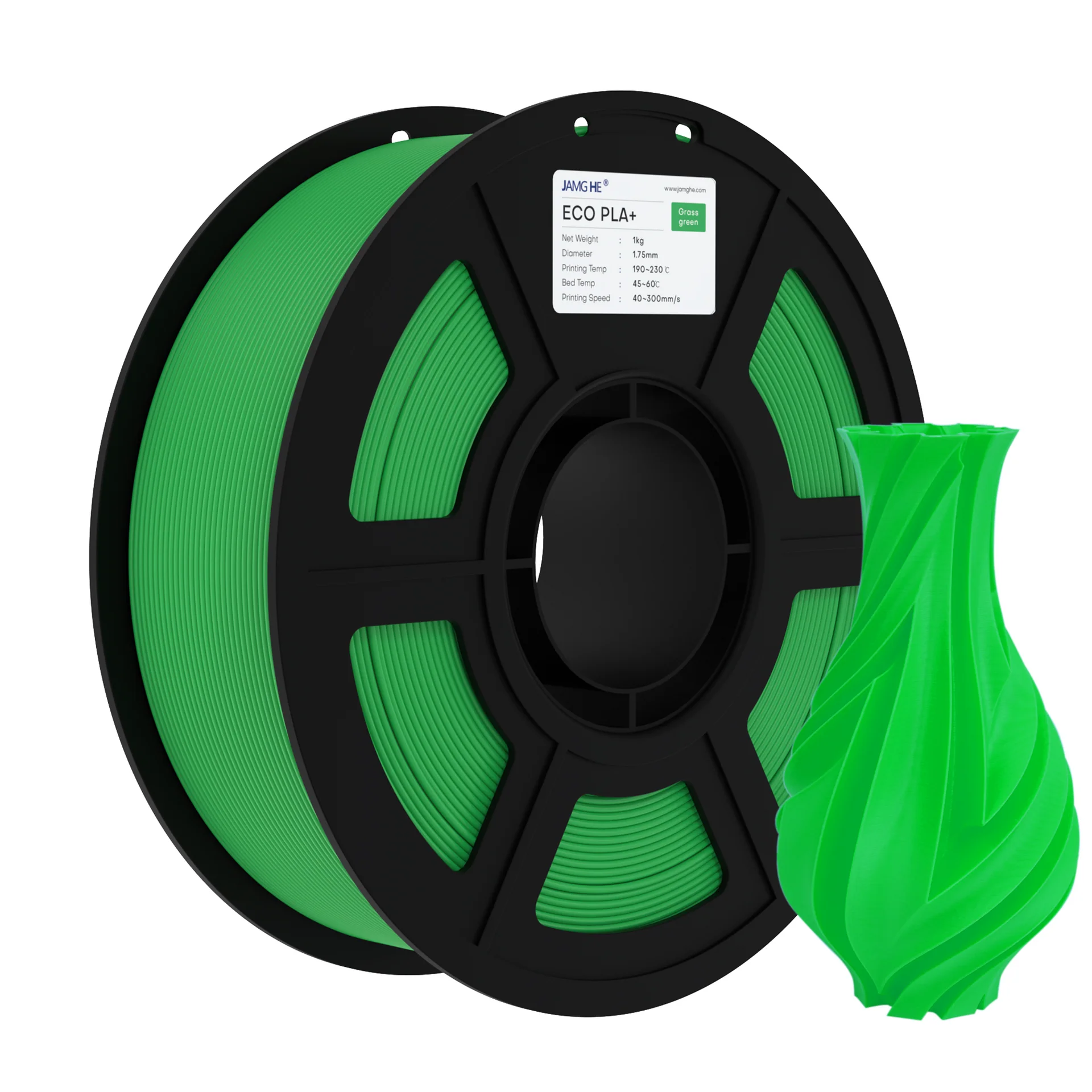 JAMG HE Eco-PLA+ Green Filament 1.75mm, 1 Kg