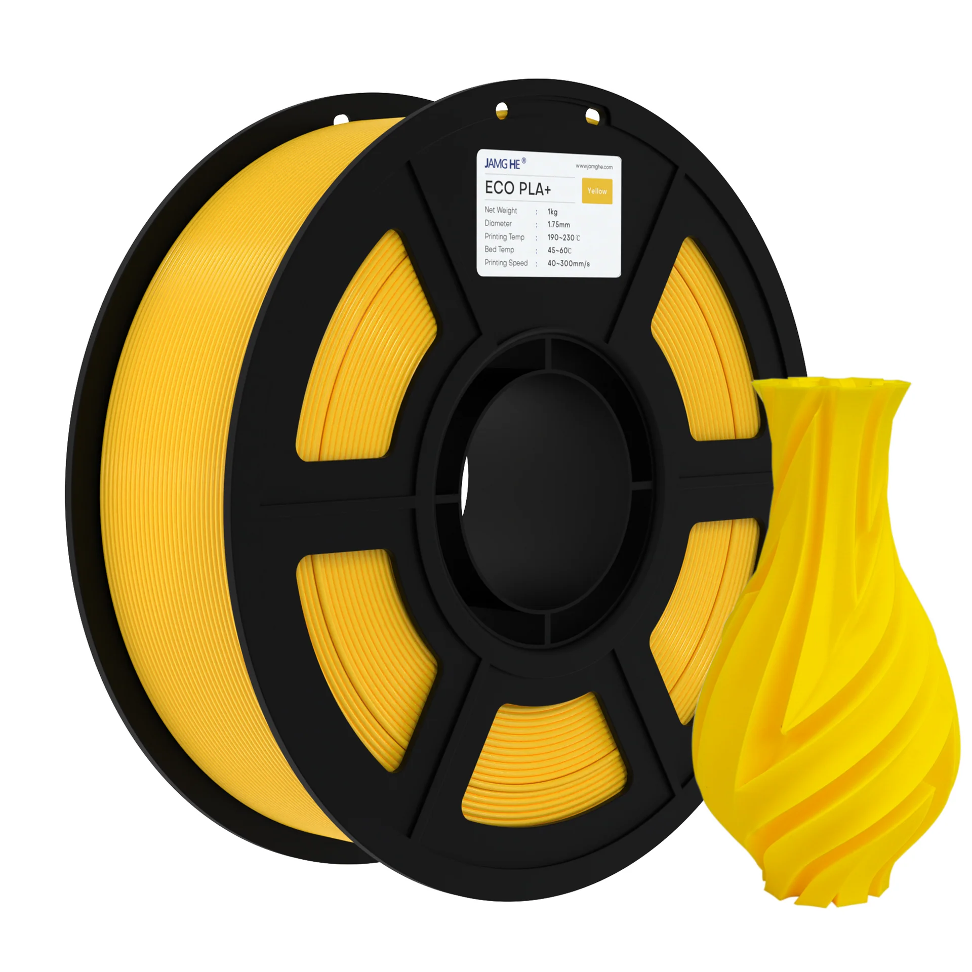 JAMG HE Eco-PLA+ Yellow Filament 1.75mm, 1 Kg